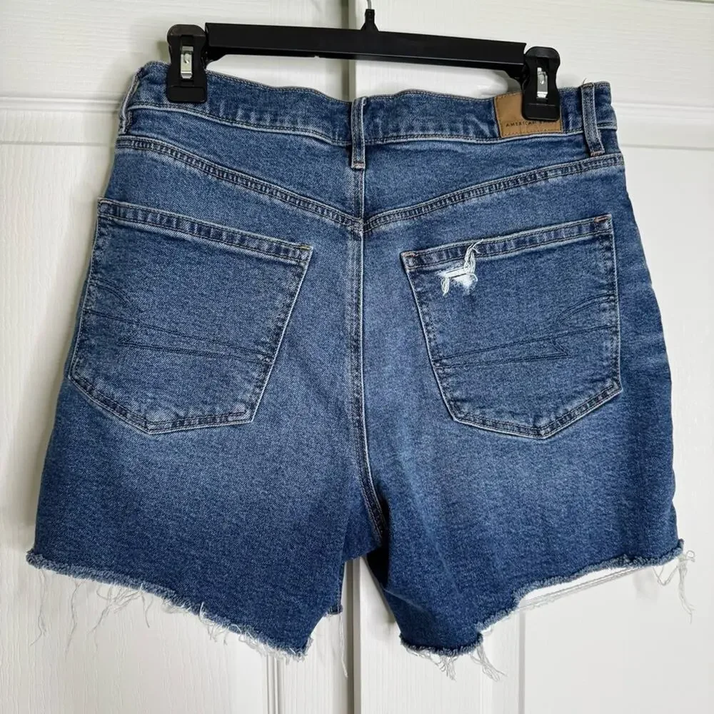 American Eagle Outfitters STIRIGID Relaxed Denim Shorts Long Inseam Distressed 6